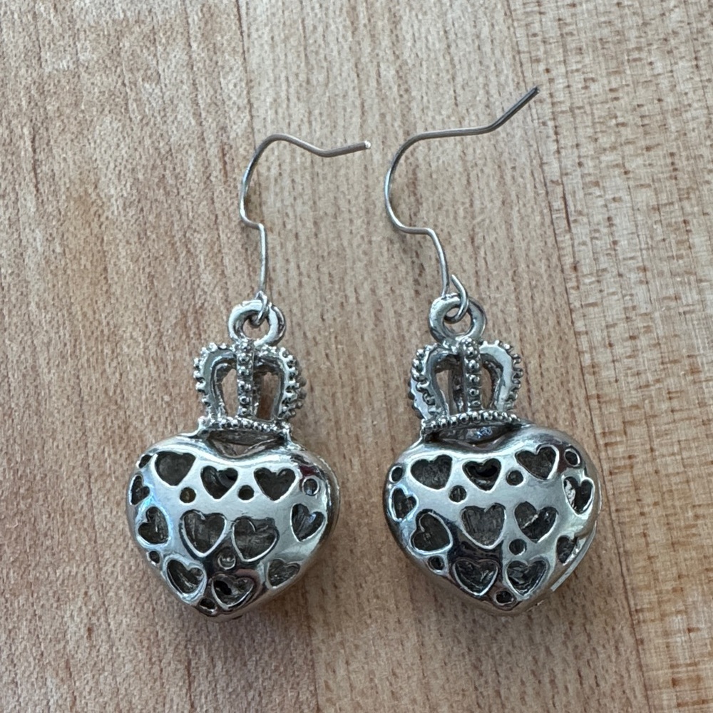 Juicy Couture Sparkling Silver and Gold Crown Heart Earrings - Picture 3 of 3